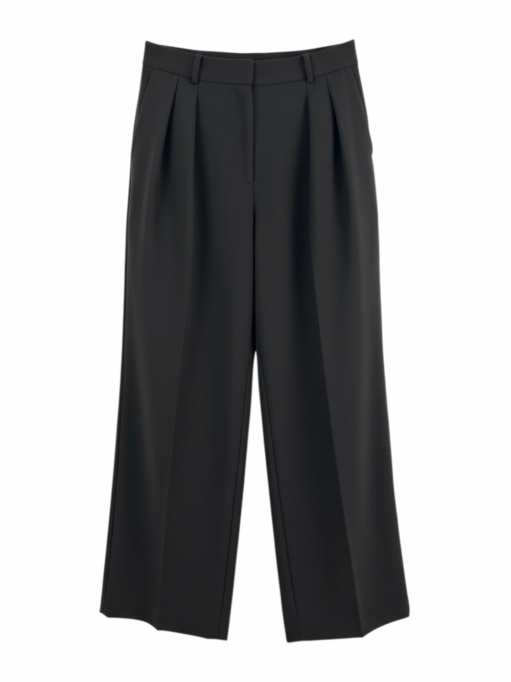 French Connection Black Pleated Wide Leg Pants XL High Rise Trousers
